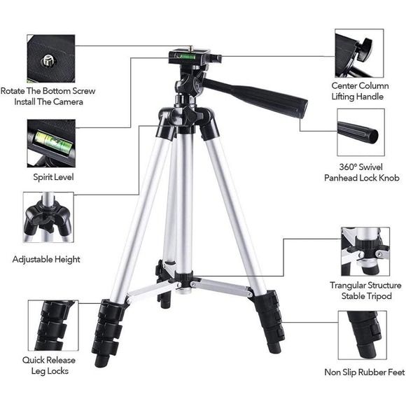 Tripod for camera, video camera and cell Phone 42 Inch Lightweight Aluminum - Picture 2 of 5